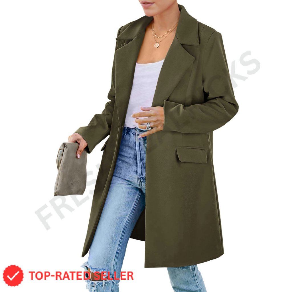 Oversized Long Blazer Jacket Loose Fit Classic Elegant Work Casual Chic